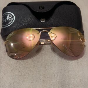 Ray-Ban RB3449 Gold Frame Sunglasses with Pink Lenses